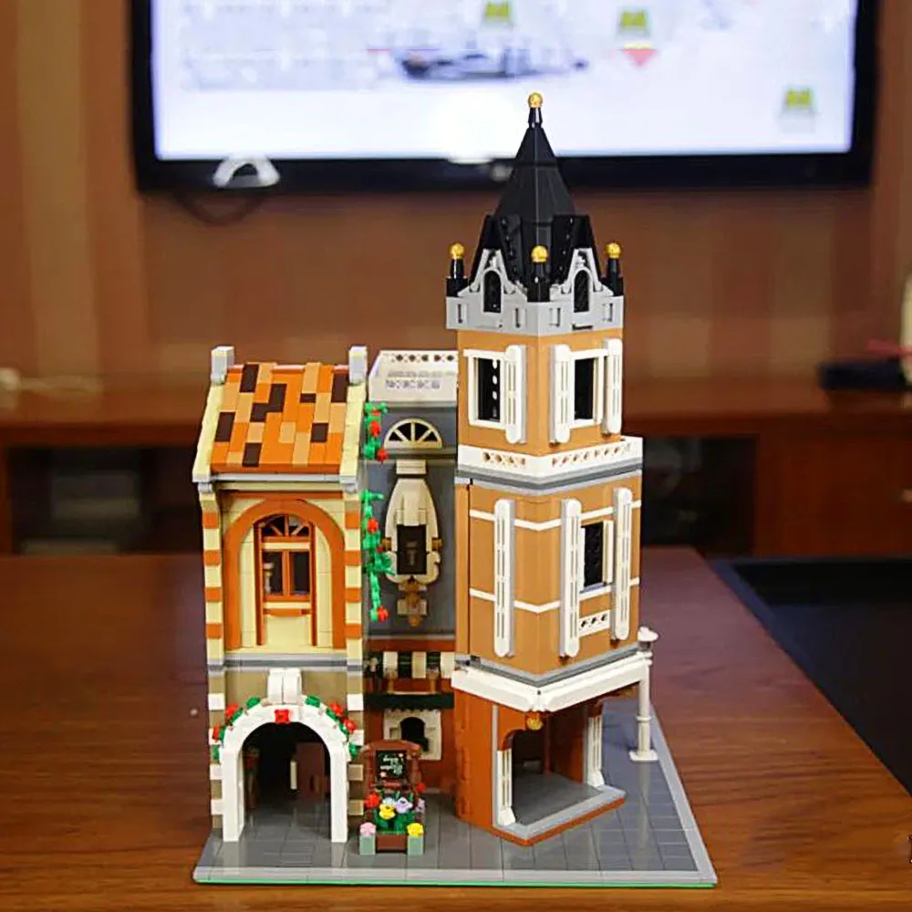

Creator Expert Moc Bricks 3029PCS City Street View Afternoon Tea Restaurant Model Building Blocks Cafe Corner Modular Bricks