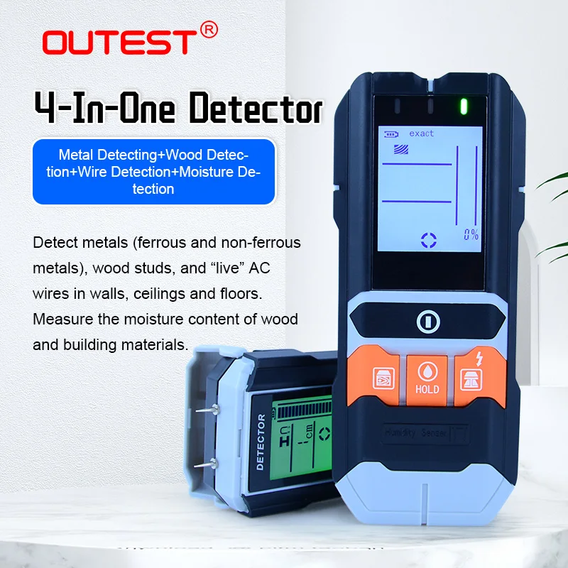 

Digital Wall Detector Metal Objects Scanner "live" Wire Finder Wood Studs Scanner Moisture Measurement with Backlit Screen