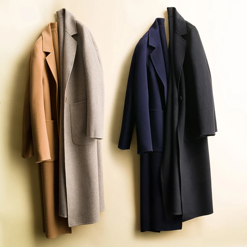 

Double-Sided Cashmere Coat Women's Mid-Length High-End Tooling Uniform Pure Wool Autumn And Winter New Navy Blue Woolen Jackets