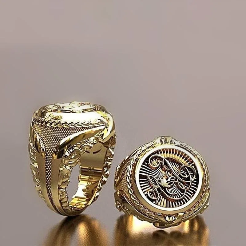 Модное богемное медное кольцо с 3D стерео узором для мужчин винтажные золотистые