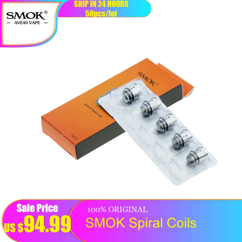 50 шт./компл. оригинальный SMOK спирали катушки голову 0.3ohm 0.6ohm для vape спиральный sub Ом