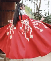 hanfu cloak women chinese ancient traditional winter thickness redyellow velvet cape cloak coat christmas costume for women