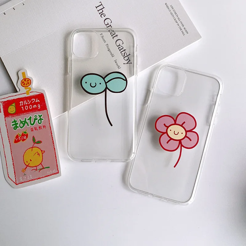 Простой милый корейский чехол для телефона с цветами iphone 11Pro Max 7 6 8 plus задняя