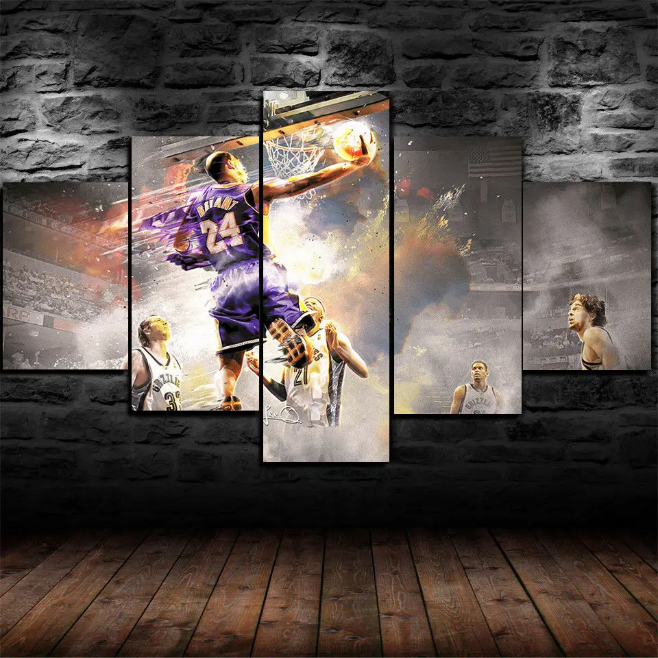 

Abstract Kobe 24 Basketball Poster 5 Panel Canvas Picture Print Wall Art Canvas Painting Wall Decor for Living Room No Framed