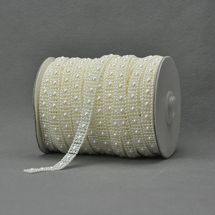 

25m roll dress lace decor connecting beads imitation pearl lace cotton thread bead chain DIY wedding party holiday decor
