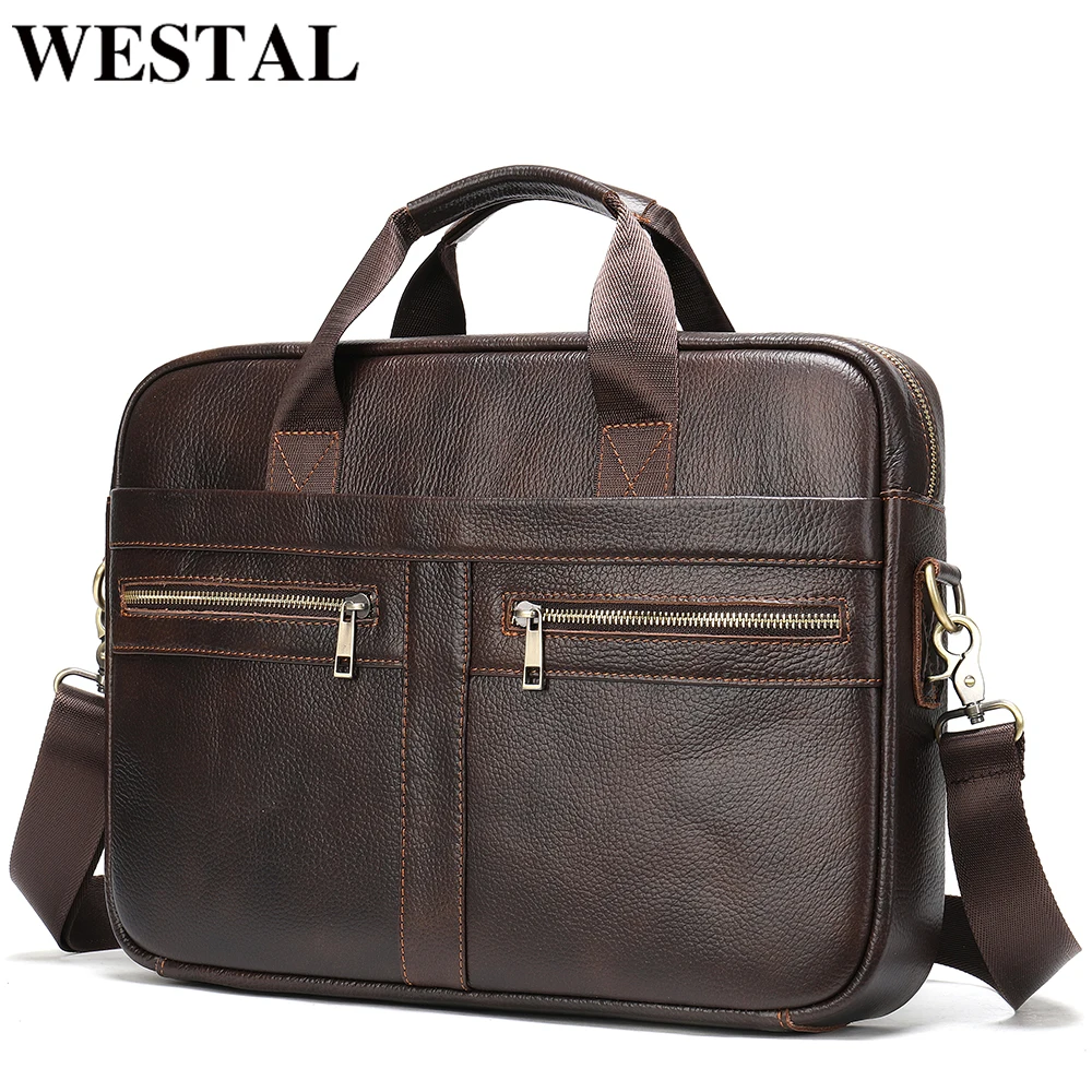 

WESTAL Genuine Leather Crossbody Bags For Man Shoulder Bag Handbags Laptop Bag Men's Business Office Document Pack Briefcase