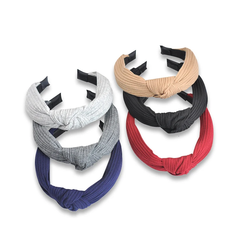 

Women Korea Headdress Ladies Hoop Girl Fashion Headband Soft Knitted Hairband Fabric Cross Knotted Hair Band Hair Accessories