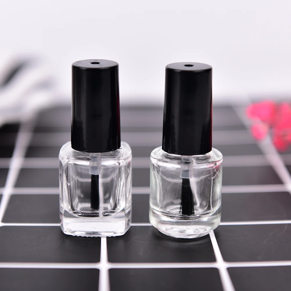 1pcs Empty Glass Nail Polish Bottle Cosmetic Square Oil Bottles Containers 5ML Transparent With A Lid Brush | Красота и здоровье