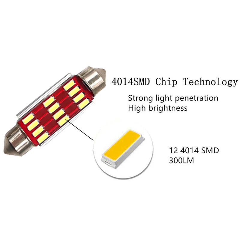 Festoon светодиодный 31 мм 36 39 41 C5W CANBUS без ошибок автоматический светильник 12 SMD 4014