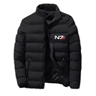 Новинка 2021, зимняя парка Mass Effect N7, теплая верхняя одежда, повседневные облегающие мужские пальто, ветровка в стиле Харадзюку, стеганые Удобные куртки, топы