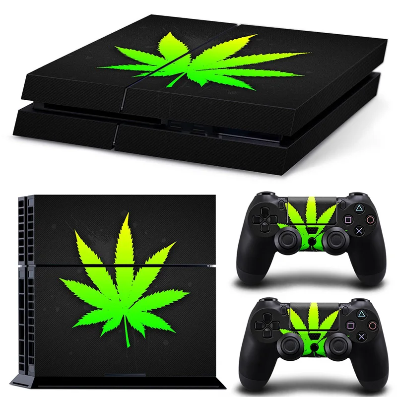 Наклейки для консоли PS4 и контроллеров виниловые Стикеры с зелеными листьями |