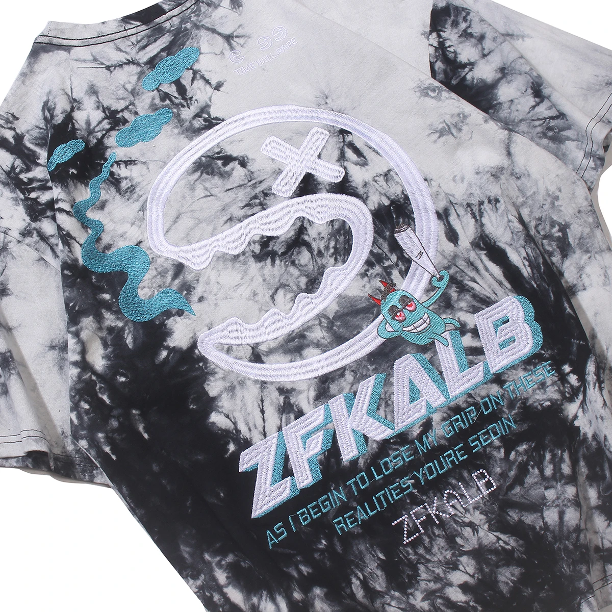 

2021 Summer Tie-Dye T-shirt Hip Hop Letter Embroidery Short Sleeve Tshirts Streetwear Harajuku Casual Cotton Tops Tees WY894