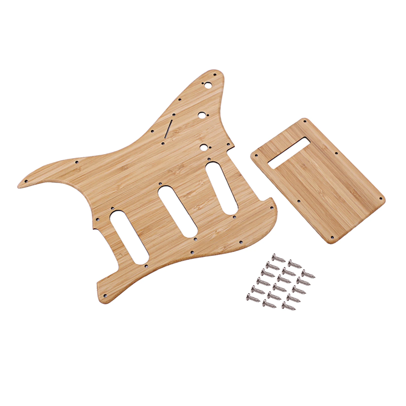 

SSS 11 Holes Electric Guitar Pickguard and BackPlate Set for Electric Guitar Parts,1Ply Bamboo