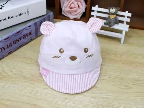 

Newborn Kids Baby Boy Girl Caps Baseball Caps Unisex Bear Striped Hats Cute Bear Little Ears Cap Gifts