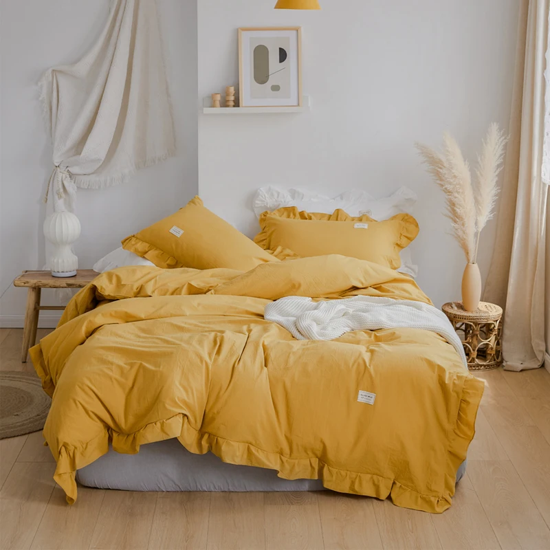 4 шт. Комплект постельного белья в лаконичном стиле окрашенная пряжа чистый