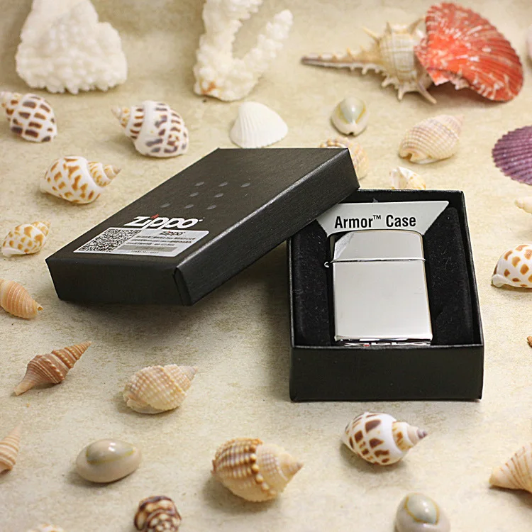 

Genuine Zippo oil lighter copper windproof Narrow Silver mirror cigarette Kerosene lighters Gift With anti-counterfeiting code