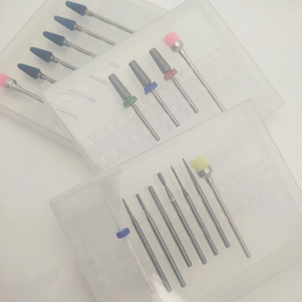 14kinds Box set Safety Tapered Safety Carbide Nail Drill Bits With Cut  Drills Carbide Milling Cutter For Manicure Remove Gel