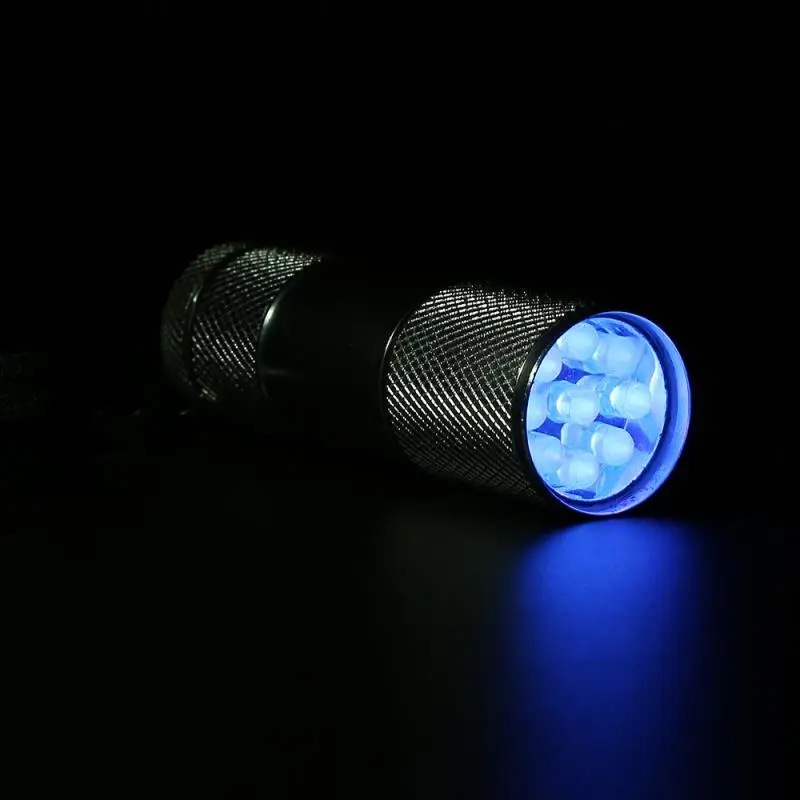 

Mini 9 LED Ultra Violet UV Light Portable Flashlight Purple Lamp Torch Lights Multi-function Flashlight Power By 3 AAA Batteries