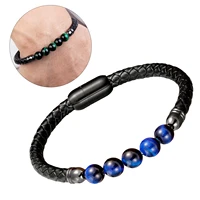 18 style stainless steel bracelet for men round lava stone 7 chakra beads genuine leather women bangles couple bracelets jewelry