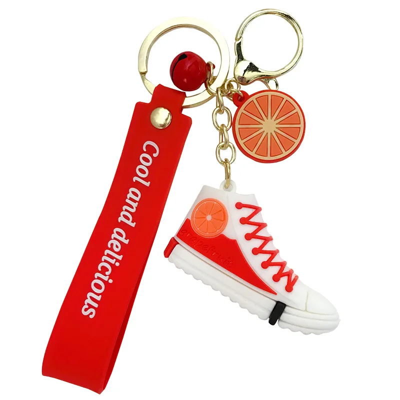 

New fashion colorful canvas shoes key chain lovely grape strawberry canvas shoes key chain young girl heart bag car key ring