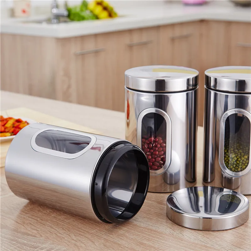 Герметичные банки из нержавеющей стали большой контейнер для хранения