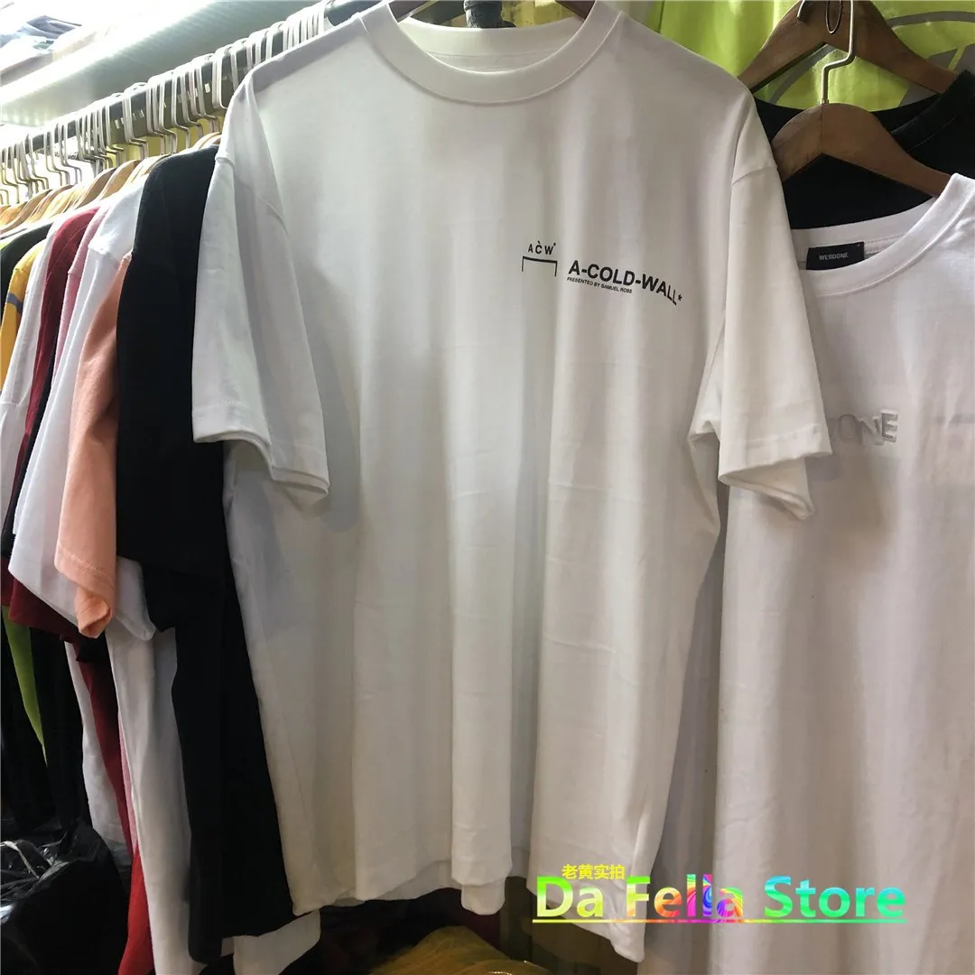 

Футболка A COLD WALL * 2021, мужская, женская, с нашивкой с логотипом COLD WALL, повседневные хлопковые топы ACW, нагрудный принт, короткий рукав