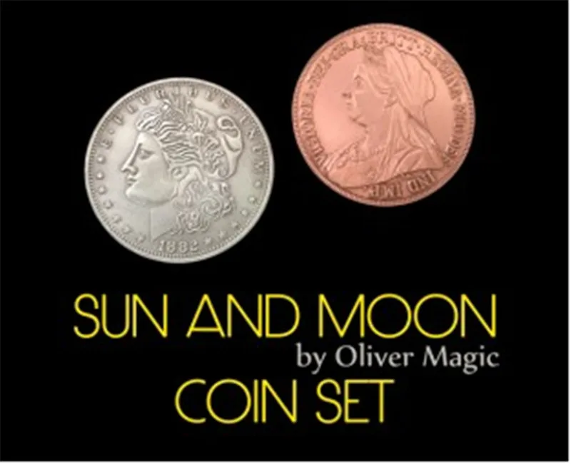 Набор монет Sun and Moon от Oliver Magic Coin Волшебные трюки Иллюзия крупным планом Волшебная
