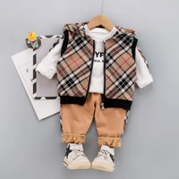 boys new autumn cotton suit small and medium sized childrens clothing childrens three piece vest hooded sweater baby spri