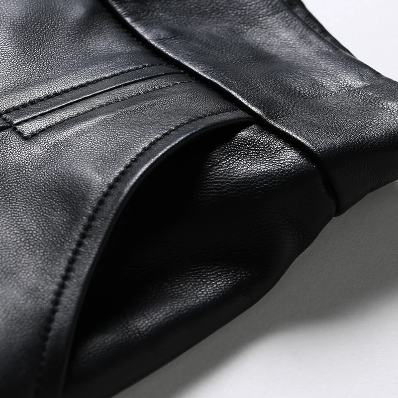 

Street High Waist Genuine Leather Shorts Women Elastic Waist Loose Casual A-Line Shorts Black Sheepskin Wide Leg Shorts S-2XL