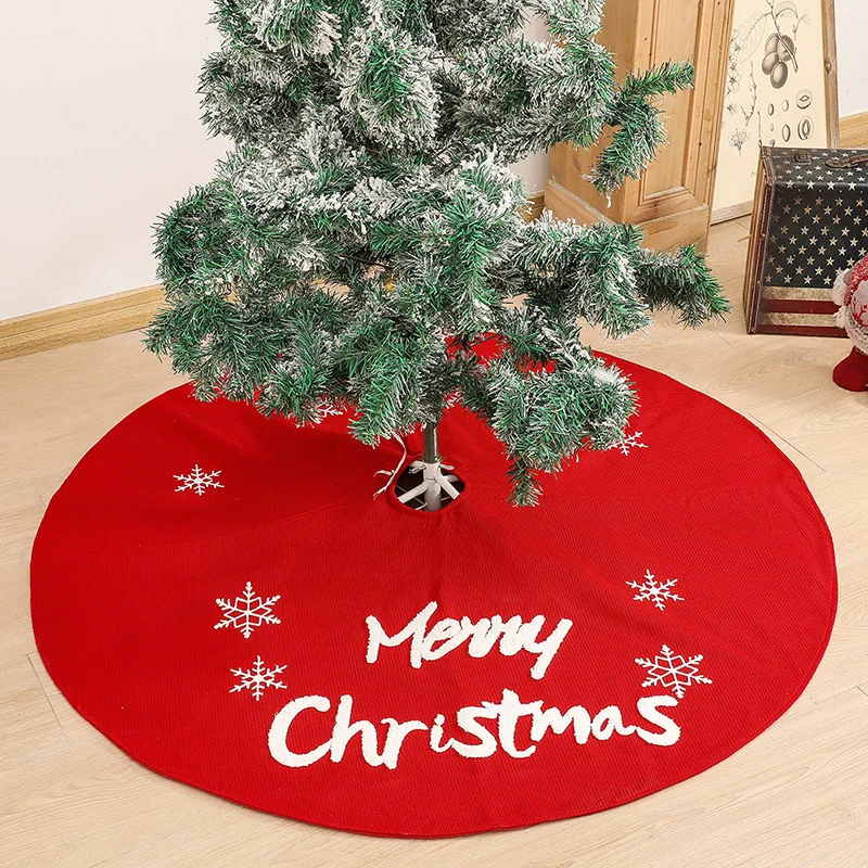 

2021 Red Christmas Tree Skirt Xmas Decorations Snowflake Letter Arpon Mat Ornaments Home Shopping Mall Dressup