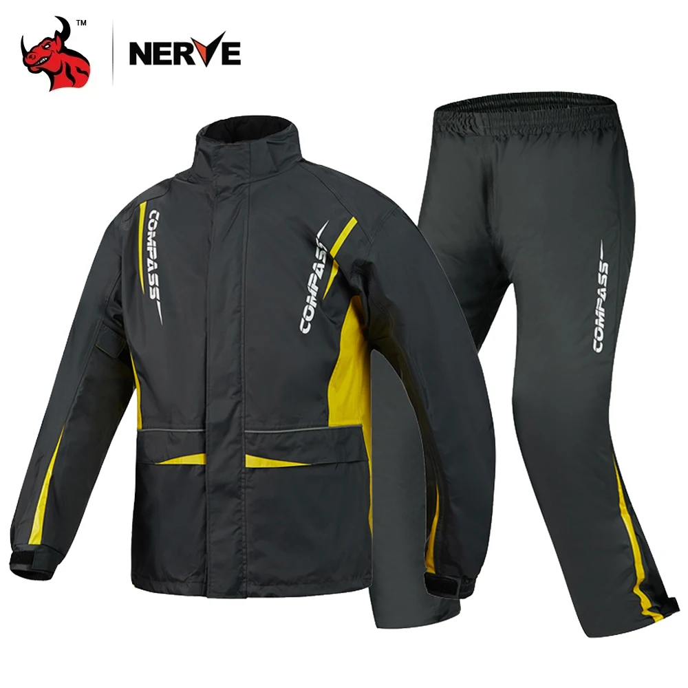 

NERVE Motorcycle Raincoat Jacket Waterproof Suit Windproof Biker Raincoat Pants Motocross Impermeables With Reflective Clothing