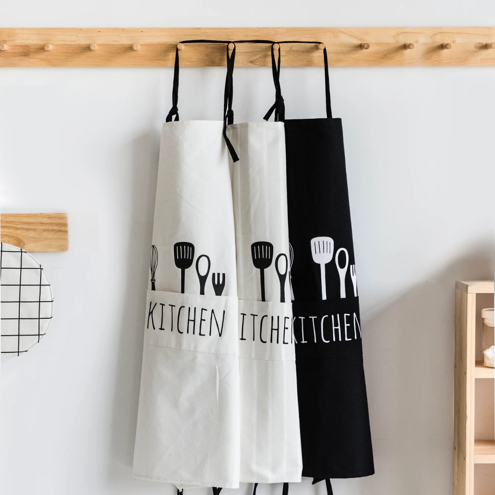 

Cotten Sleeveless Apron Chef Waiter Cooking Unisex Bib Multi-Pockets Adjustable Stripe Home Restaurant Kitchen Cleaning tools