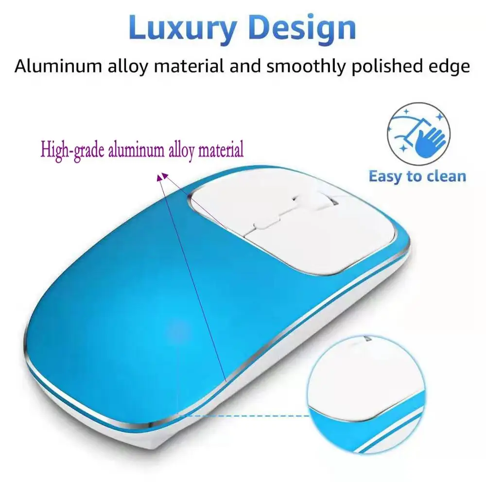 Металлическая беспроводная мышь перезаряжаемая Бесшумная USB Type C для MacBook