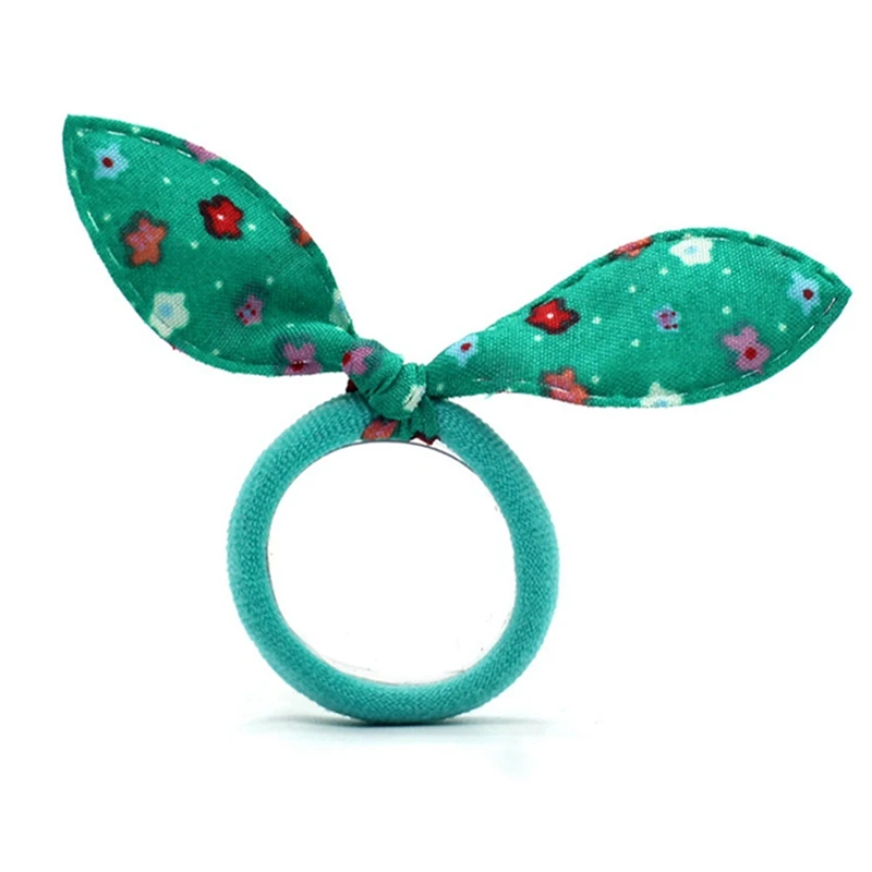 

100pcs Korean Girls Lovely Rabbit Ear Elastic Hair Bands Cute Hair Ties Striped Dot Rubber Hair Rope Gum Kids Hair Accessories