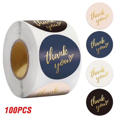 100-500 pcs gül altın folyo 'Teşekkürler' küçük işletme hediye mühür nakliye etiketleri zarf dekorasyonu