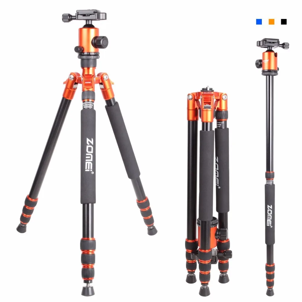 Zomei Z818 Portable Professional Aluminum Travel Camera Tripod with quick release plate monopod flexible tripod legs | Электроника