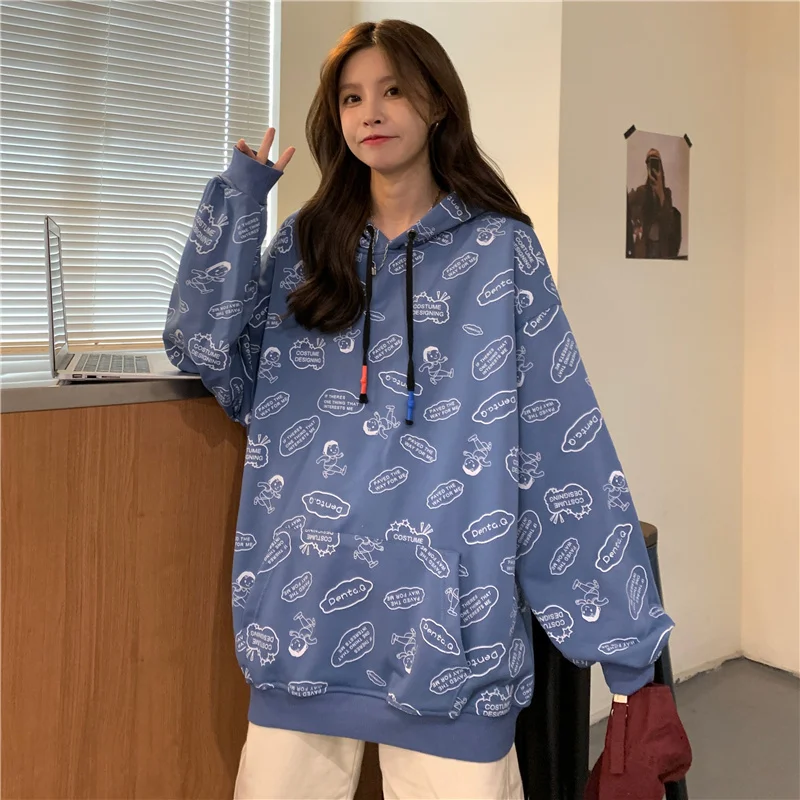 Модная Популярная свободная одежда с капюшоном в Корейском стиле | Женская