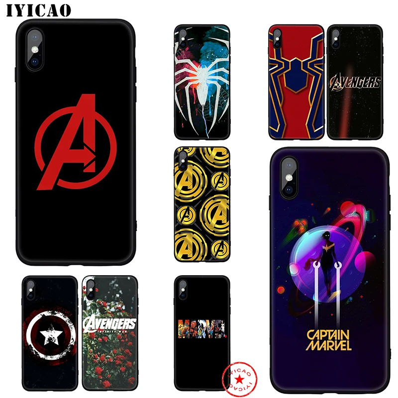 IYICAO Marvels Мстители комиксы черный мягкий чехол для iphone 11 Pro Xr Xs Max 6 6s 7 8 Plus 5 5S Se
