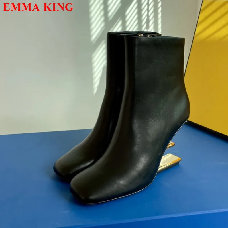 

Женские ботинки челси из натуральной кожи, на высоком каблуке