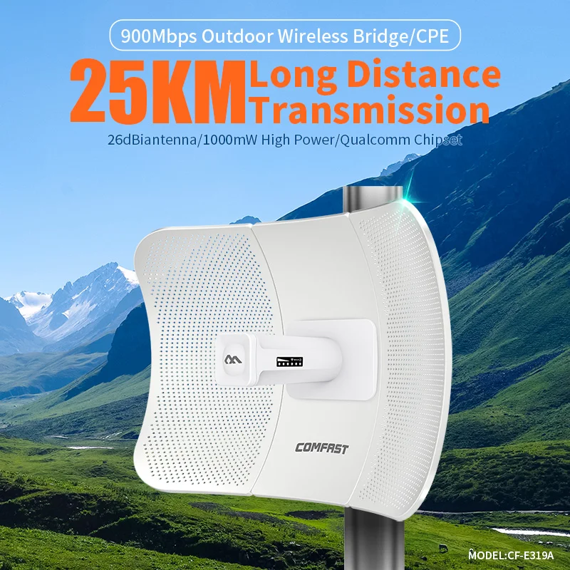 Comfast 25KM 5GHz 900Mbps Outdoor CPE Wireless Bridge WiFi Repeater Extender Router Access Point