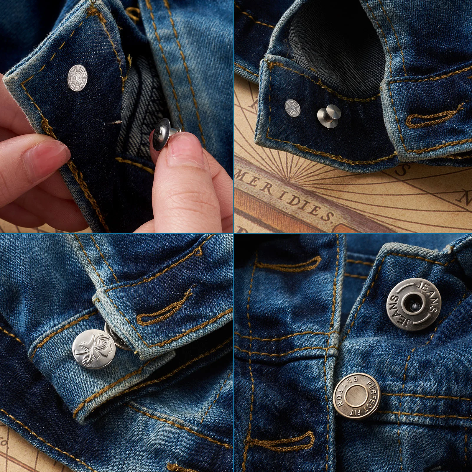 

18~25 Sets Iron&Alloy Jeans Buttons Adjustable Jeans Replacement Button Fastener with Back Pin Studs for DIY Garment Accessories