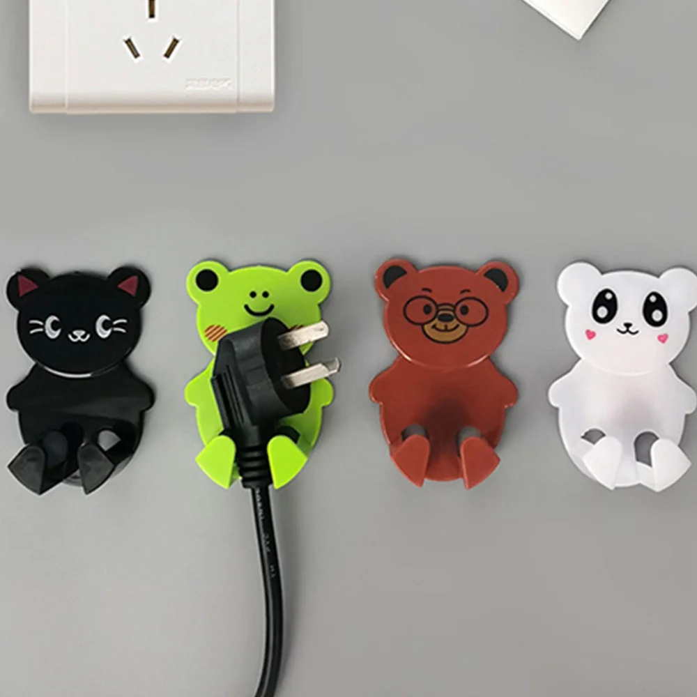 

8Pcs Power Cord Storage Hooks Cartoon Adhesive Hooks Socket Hooks for Home