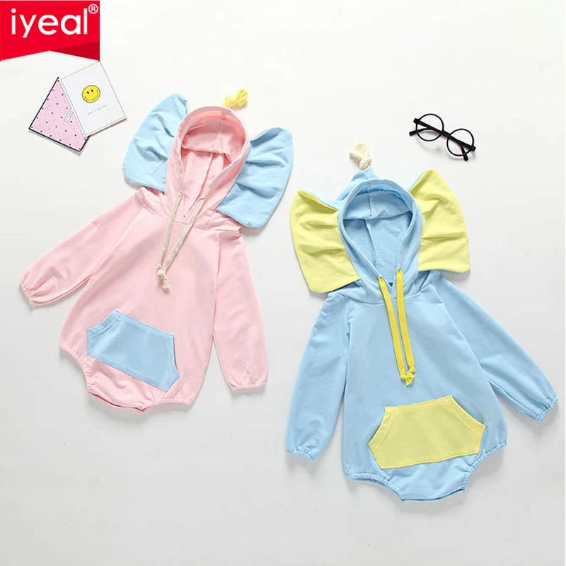 

IYEAL Baby Boy Cartoon Boys Clothing Elephant Rompers Newborn Baby Girls Clothing Roupas Bebes Kids Infant Hooded Jumpsuit