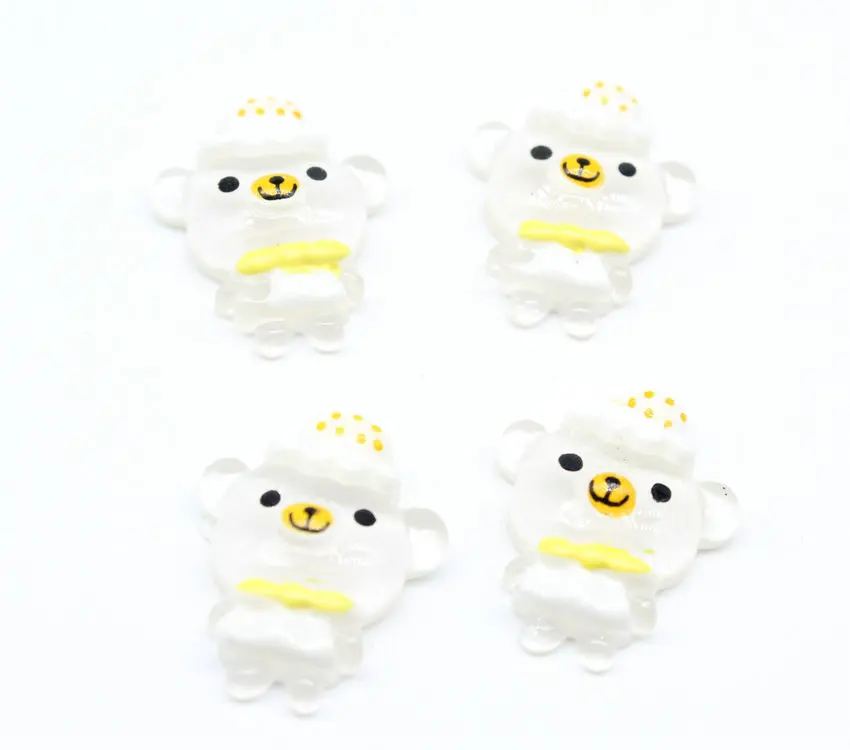 

250pcs Glitter Shiny Kawaii Lovely Bear Flatback Resin Decoration Cabochon 22mm*18mm Cabs