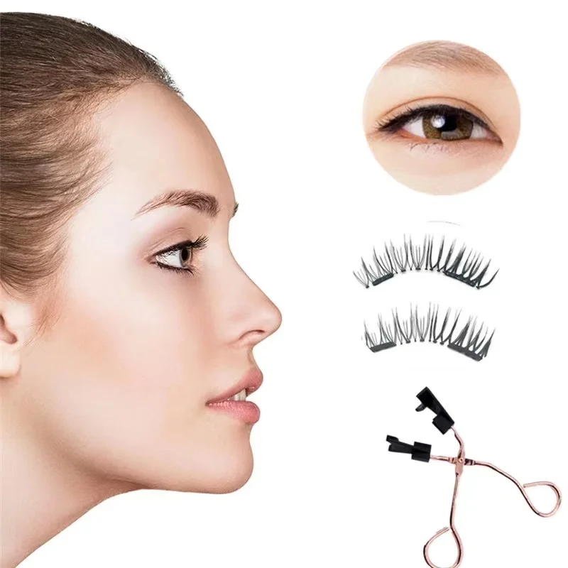 

BS 2Pairs/box 3D Magnetic Eyelashes Natural Long Synthetic Hair False Eyelashes Set for Makeup Faux Cils Eye Extension Lashes