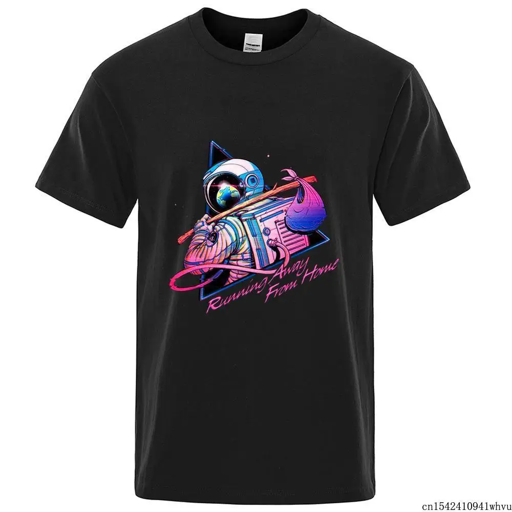 

The astronauts Running Away From Home Printed Tee Clothes Creativity High Quality Leisure Crewneck Men T Shirts Size M-5XL