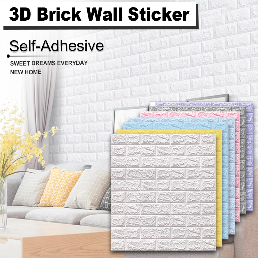 

Imitation Brick 70x77 cm For Living Room Kitchen TV Backdrop Self Adhesive 10 Pcs 3D Wall Sticker Wallpaper Waterproof