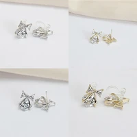 earrings ear clip fashion bow jewelry zircon gift women needle temperament