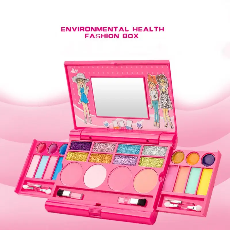

Safe Non Toxic Children Girl Princess Makeup Set Eyeshadow Lipstick Palette Box Kit Pretend Play Toy