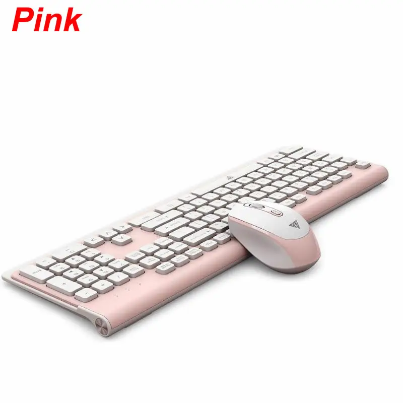 Pink 1 комплект ультра-тонкая беспроводная клавиатура 2,4G малошумная беспроводная мышь Мыши для Mac PC - Цвет: Pink